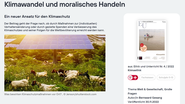 Screenshot "Ethic und Unterricht" online